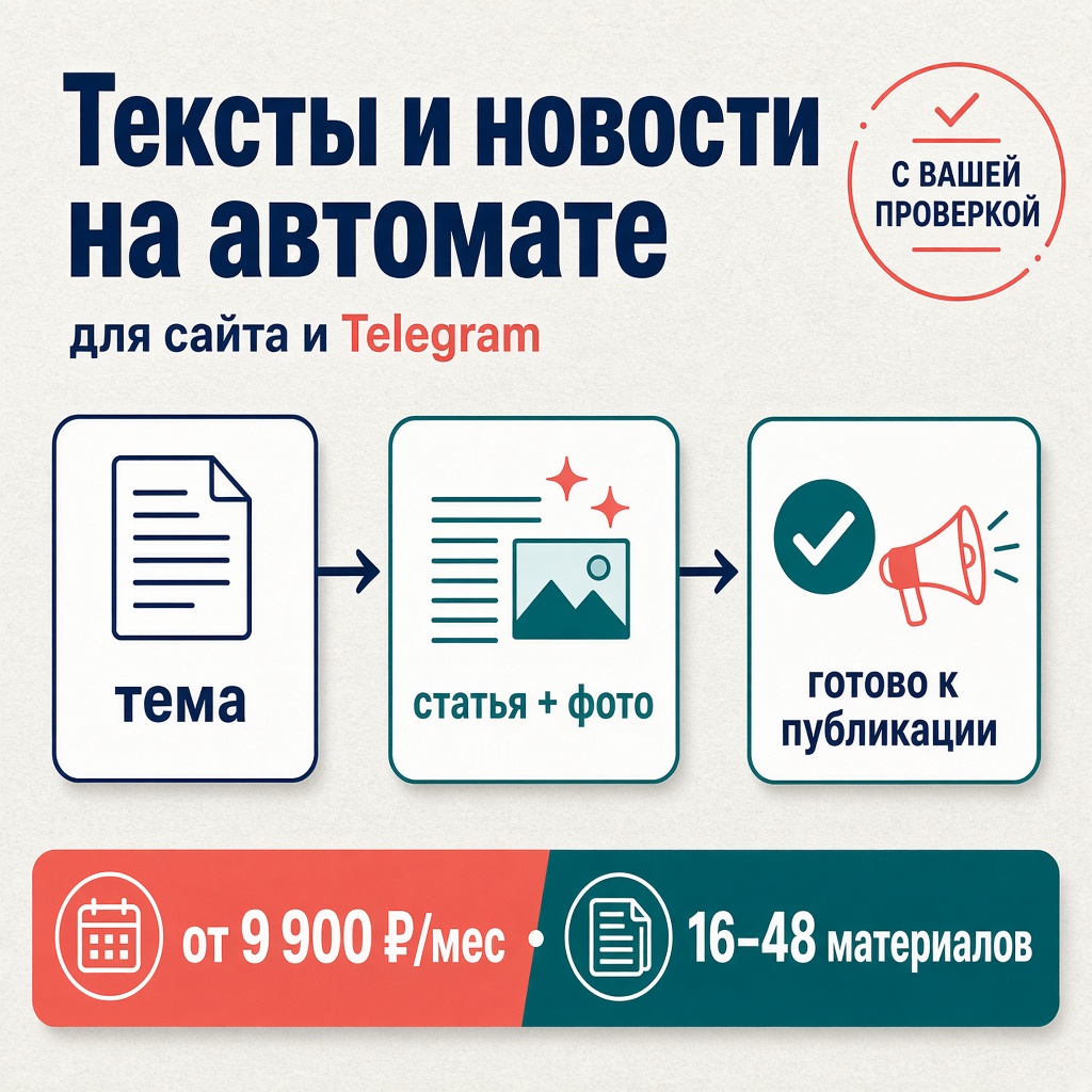 Регулярные статьи/новости под ВАШУ тему — без штатного копирайтера.