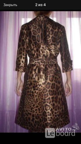 Плащ новый Dolce&Gabbana италия 46 м размер леопар