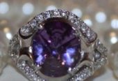 Кольцо новое серебро 19 камень аметист фиолетовый