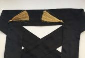 Пояс лента ткань черный кисти золото аксессуар