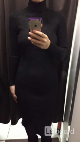 Платье новое чёрное м 46 вязаное футляр по фигуре
