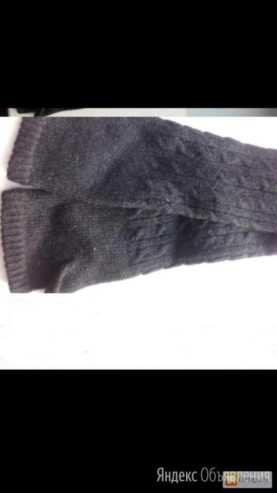 Перчатки длинные шерсть чёрные митенки вязаные жен