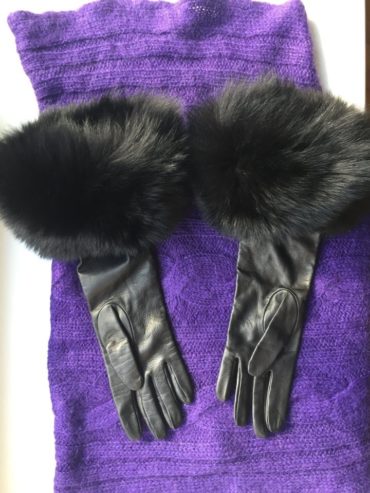Перчатки новые versace италия кожа черные мех лиса